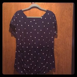 Navy & white polka dot tee